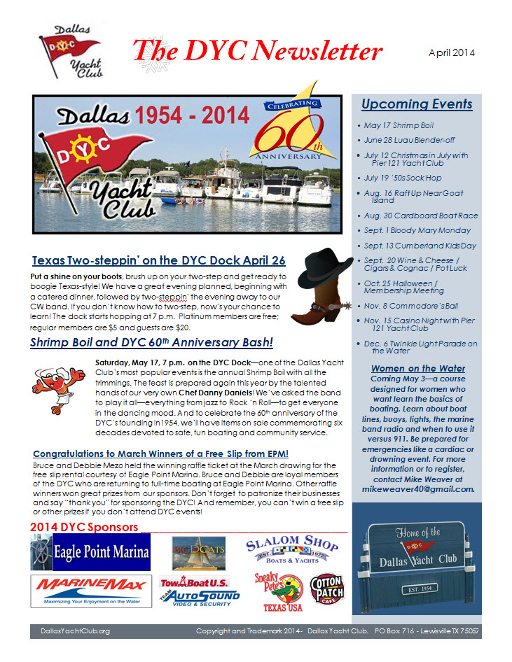 Dallas Yacht Club Newsletter April 2014