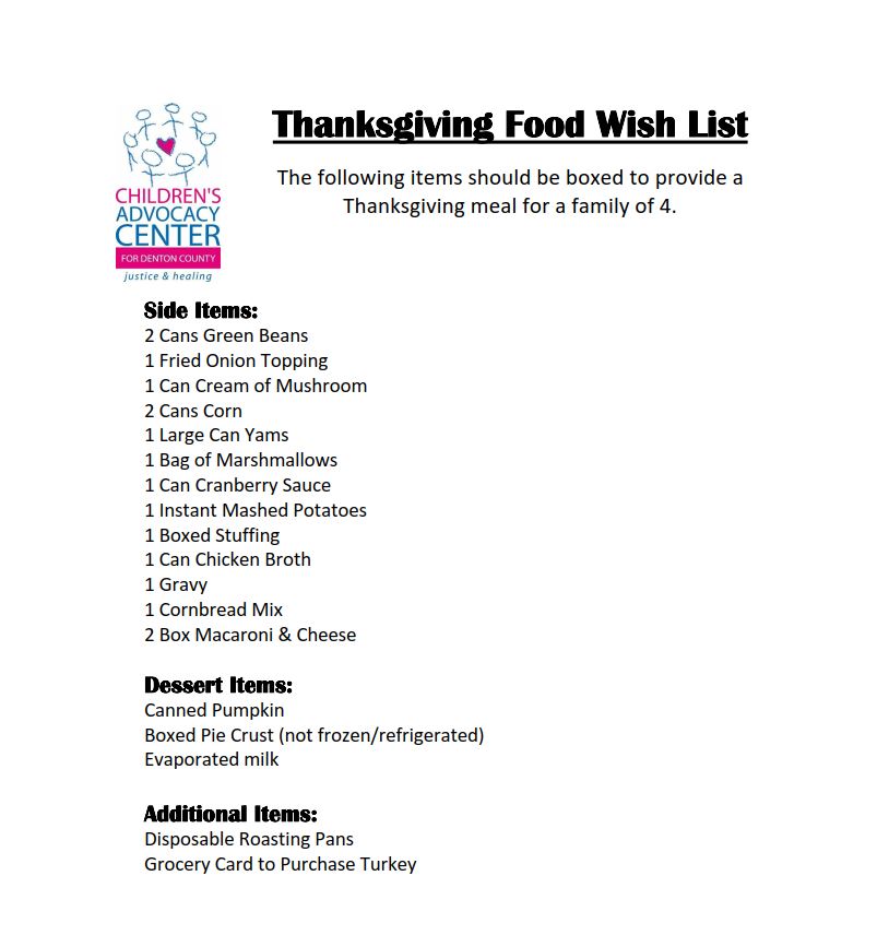 2017 October DYC Thanksgiving Box Donation Requests